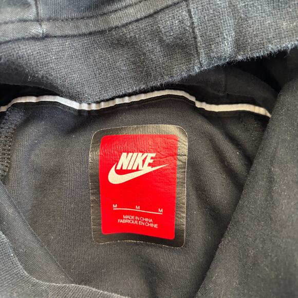 Nike Tech Black Women M Funnel Neck Spell Out Mini Swoosh Fleece Pullover Hoodie - Picture 4 of 9